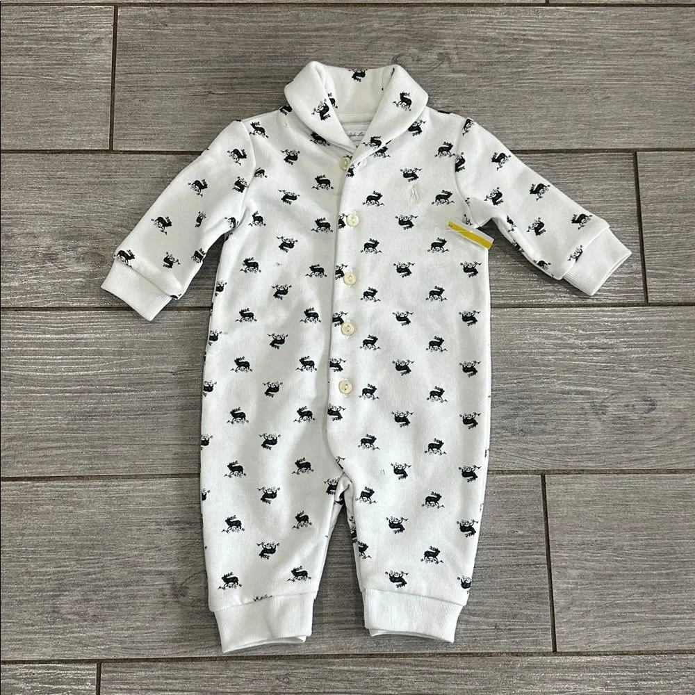 Ralph Lauren Print Fleece Romper New!